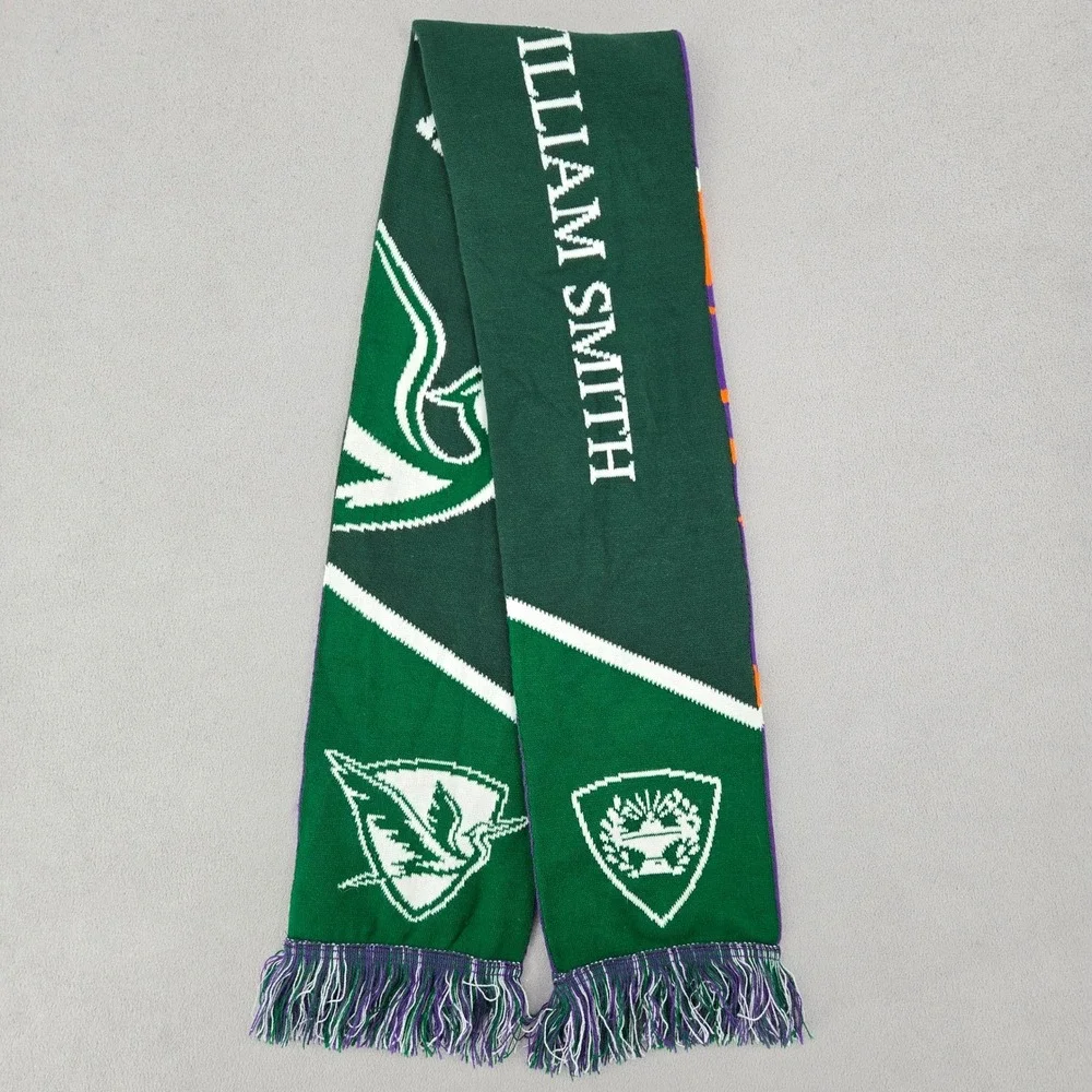 Hobart and William Smith Colleges OS Knit Scarf Green Purple Herons Statesmen